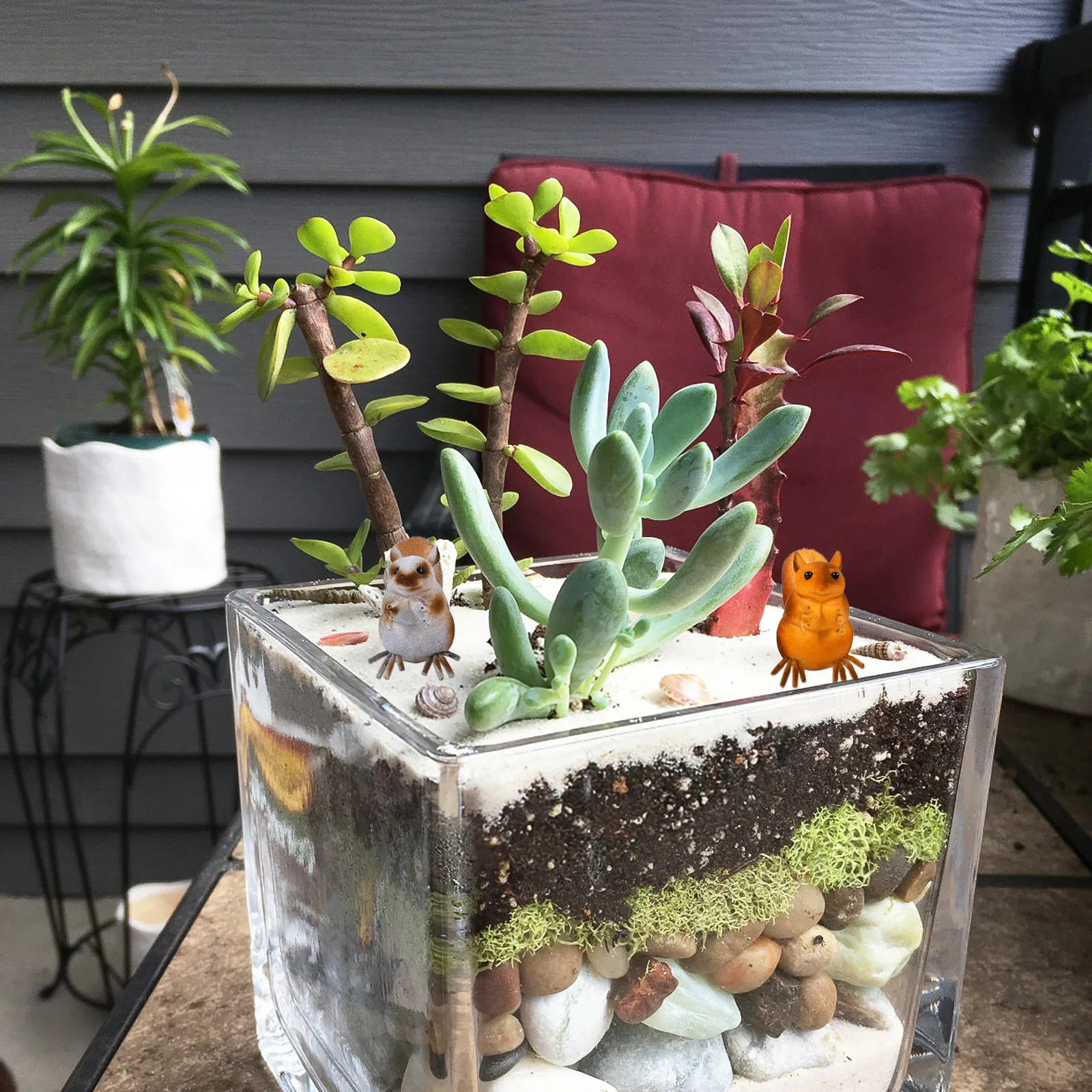 

3pcs Miniature Realistic Garden Lawn Decor For Bonsai Flower Pot Squirrels Ornament For Landscape Tabletop Shelf Landscape