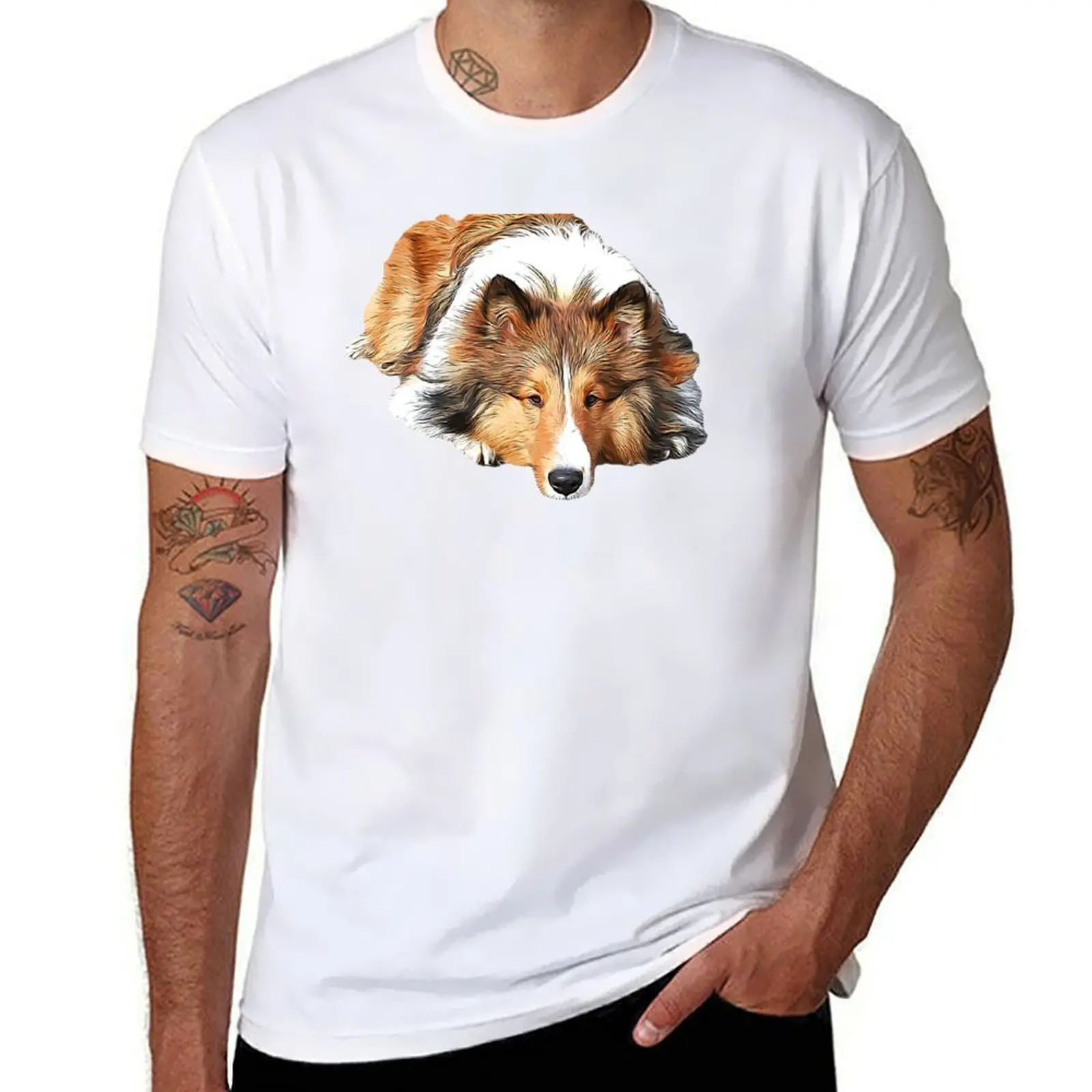 

Rough Collie T-Shirt man t shirt cotton man t shirt summer T-Shirt