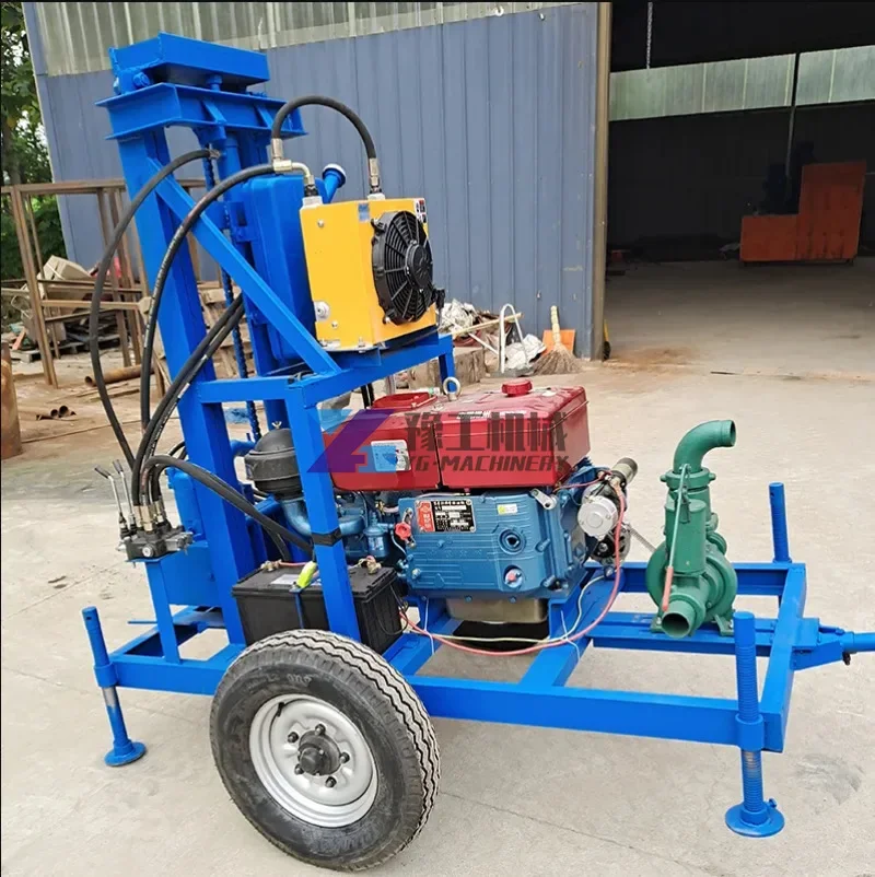 Portable 150m 200m Drill Rig for Water Well Gasoline Hydraulic Wheel Borehole Drilling Machine Tractor