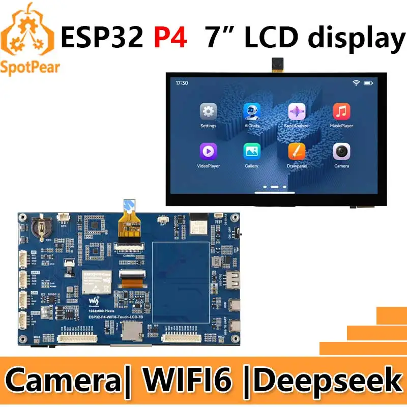 ESP32 P4 Development Board 7-inch LCD Display 1024×600 7inch Touchscreen ESP32-C6 WiFi6 For Xiaozhi AI Deepseek