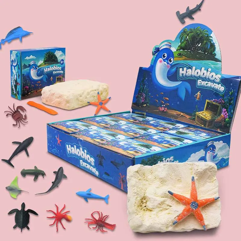 Children Archaeological Digging Surprise Box Toy  Kids Interaction DIY Digging Treasure Dinosaur Fossil Underwater World Fun Toy
