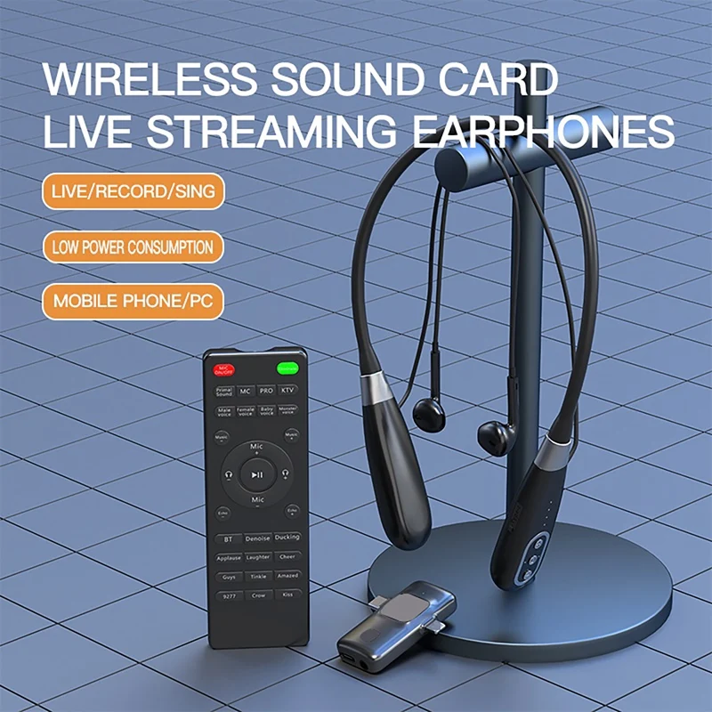 Bluetooth Wireless Live Sound Card All-In-One Headset Built-In Sound Card Wireless Receiver Live Headset Live Streaming