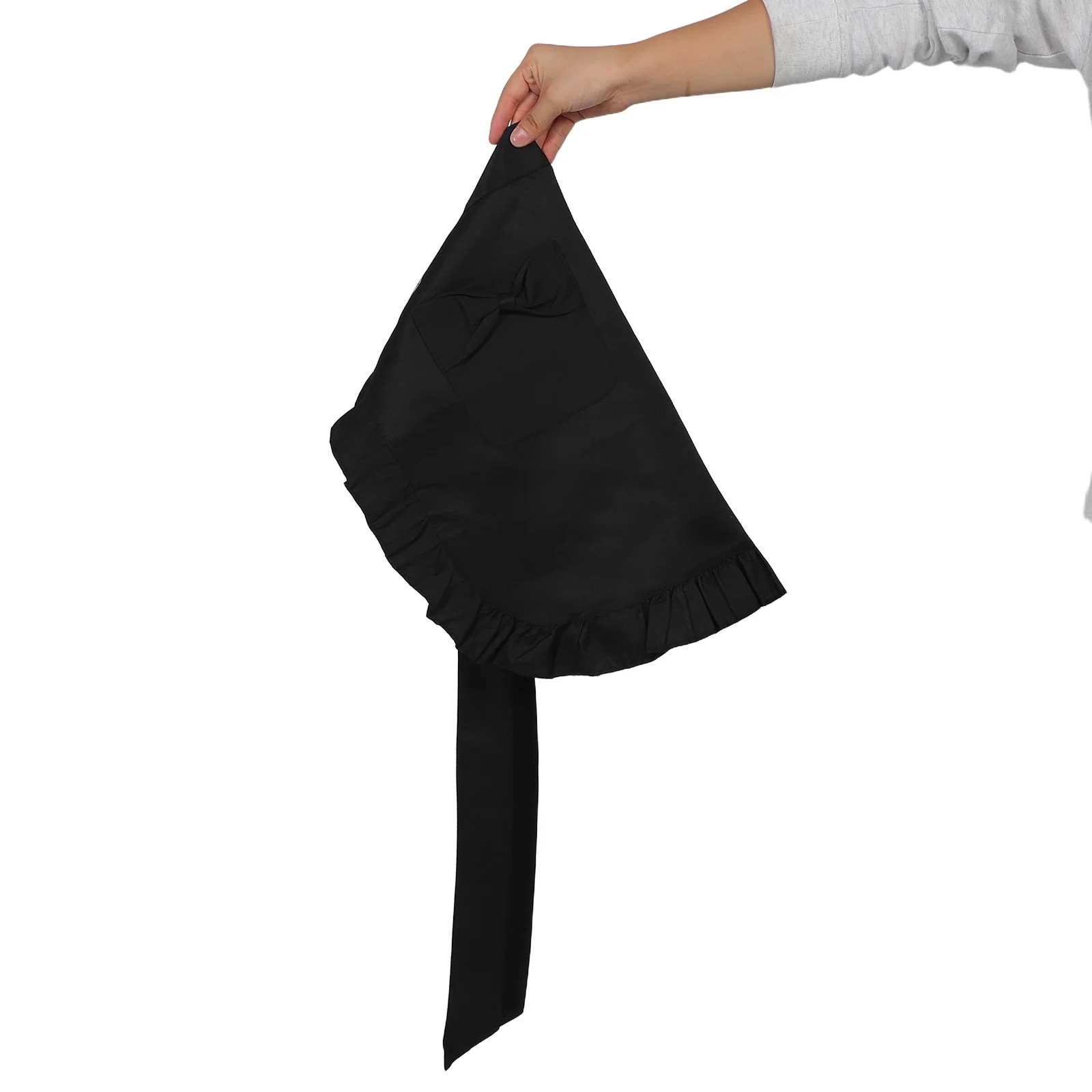 

Half Apron Women Short White Ruffled Waist Apron Bowknot Pocket Kitchen Chef Waitress Serving Bistro Cooking Aprons for Cooking