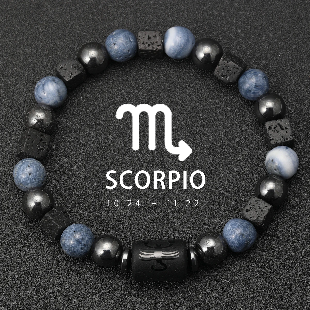 12-Sternbild-Armband aus natürlichen blauen Korallen-Lavasteinen, Steinperlen, für Männer, Paare, Seil, Freundschaft, Sternzeichen