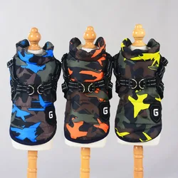 Camouflage Winter Pet Dog Jacket With Harness Warm Dog Clothes for Small Large Dogs Chihuahua Waterproof Coat Labrador Outfits