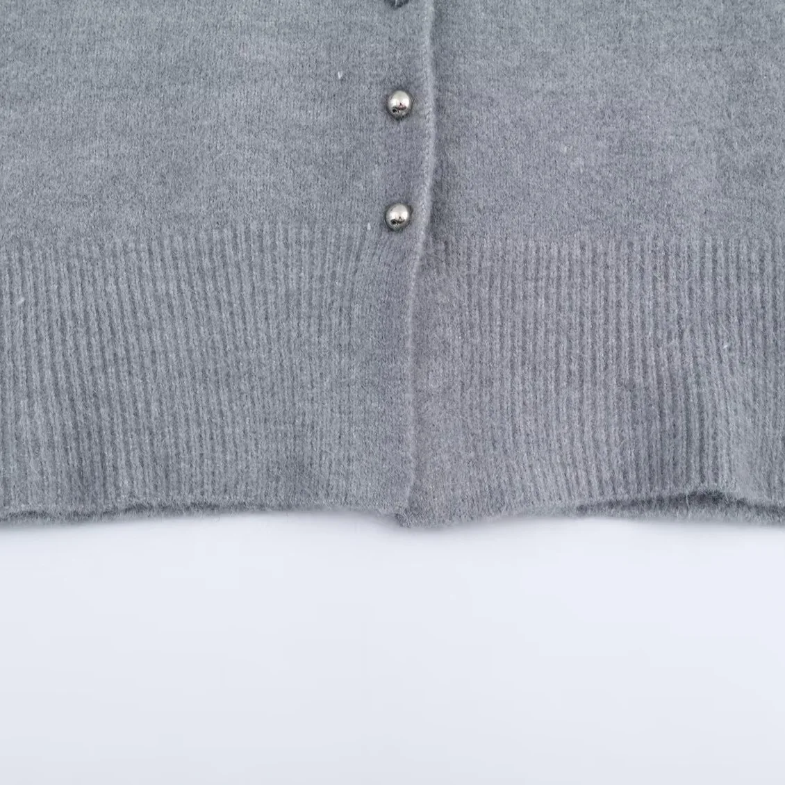 سترة نسائية محبوكة على الموضة للخريف/الشتاء مع أزرار كروية ورقبة دائرية وأكمام طويلة سترة دافئة واحدة الصدر #4