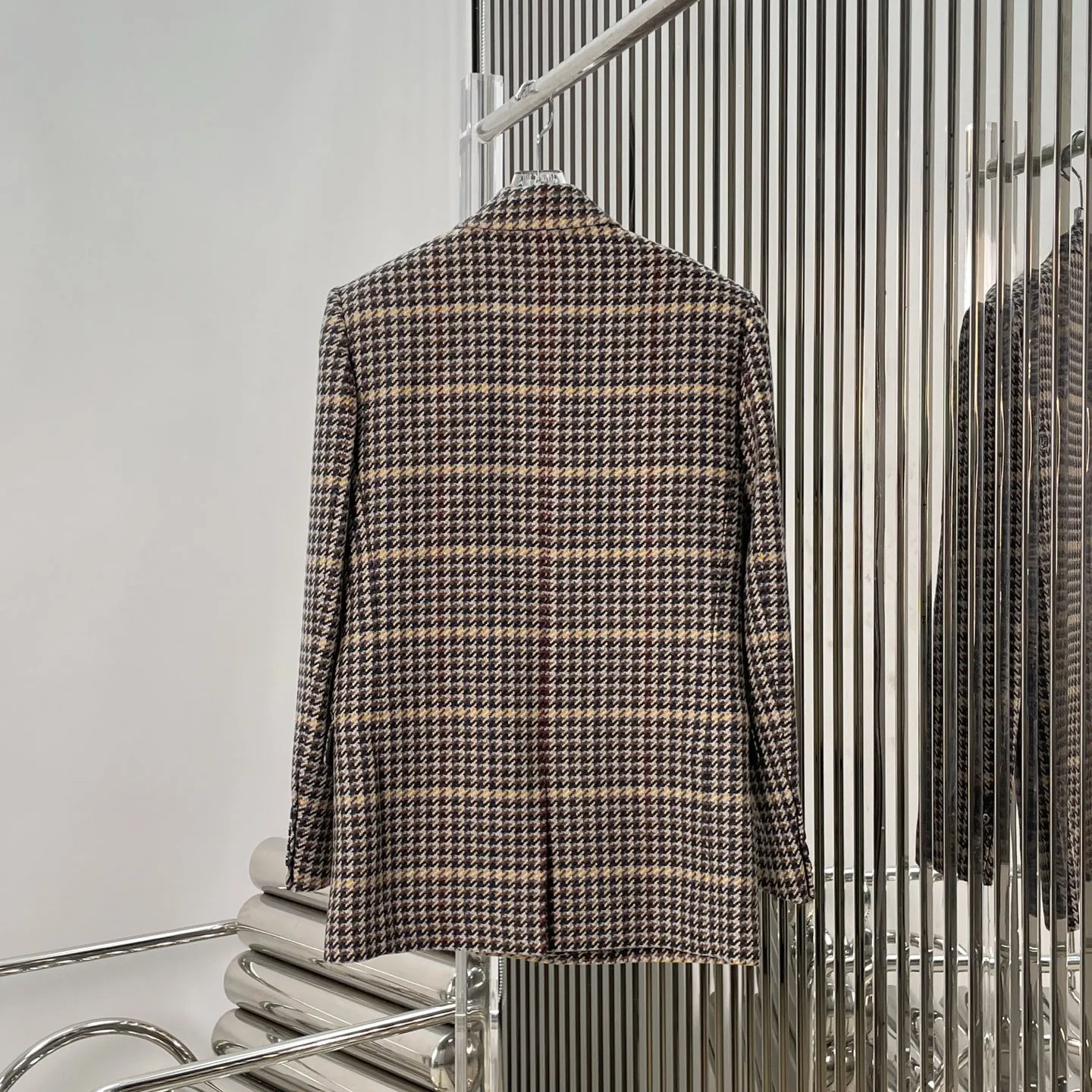 2026 New Arrival: Women's Tweed Prince of Wales Check Smoking Jacket - Double-Breasted Autumn-Winter Retro Chic Blazer