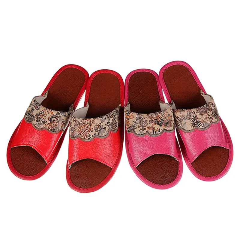 Mntrerm High Quality skin Slippers Anti-Slip Floor Shoes Non-Slip Interior Fashion Home Slippers Leather slipper women