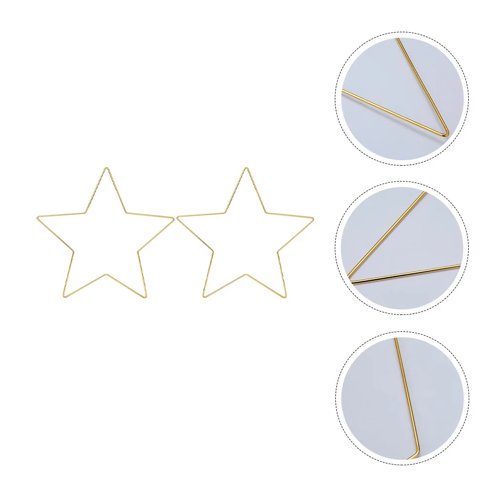 

2 Pcs Star Shapes for Crafts Home Decor Metal Wire Macrame Frame Golden DIY Ring