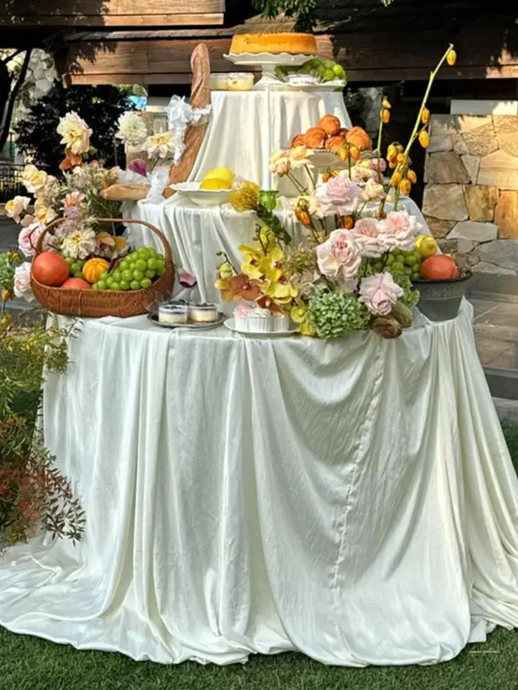 

Big Dessert Table With Covers For Wedding Party Birthday Candy Cake Round Table Tower Stage Event Engagement Banquet 40-120 Cm
