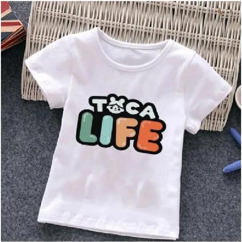 Life World t-shirt gorąca wyprzedaż letnie chłopaki dziewczęce dziecięce z krótkim rękawem Toca Boca animacja kreskówka odzież do gry