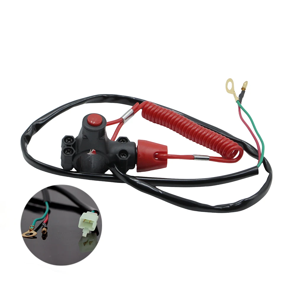 Interruptor de parada de emergencia para motocicleta, para Mini moto de cross de bolsillo, ATV, 4 ruedas, Quad, Moto, Go Kart, con cordón de seguridad