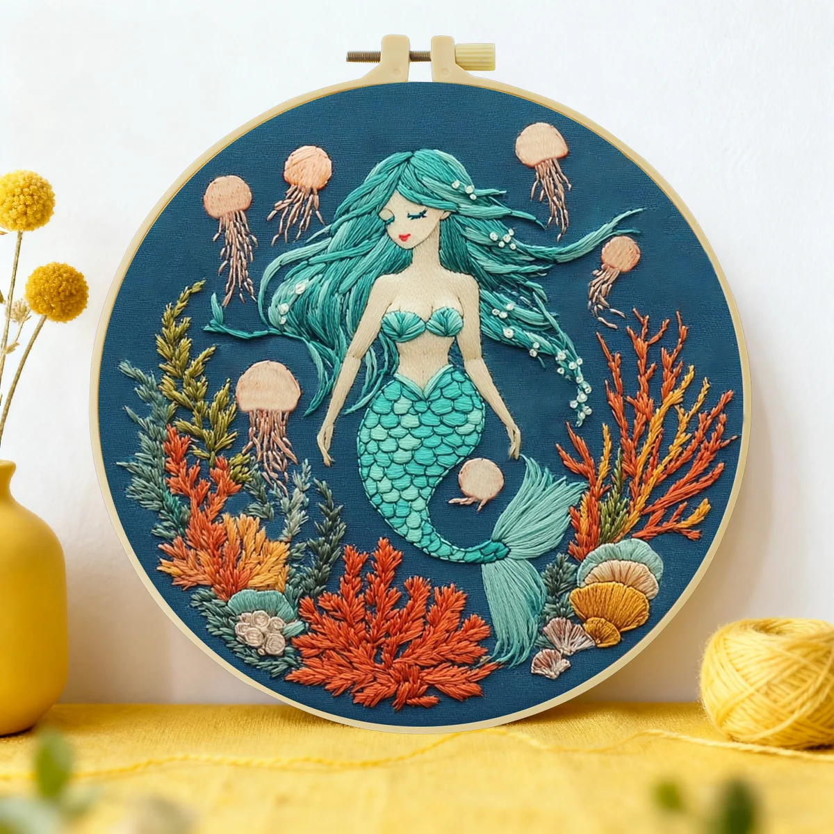 1pc 20X20CM/15X15CM 7.87/6.3inch Mermaid Embroidery Starter 