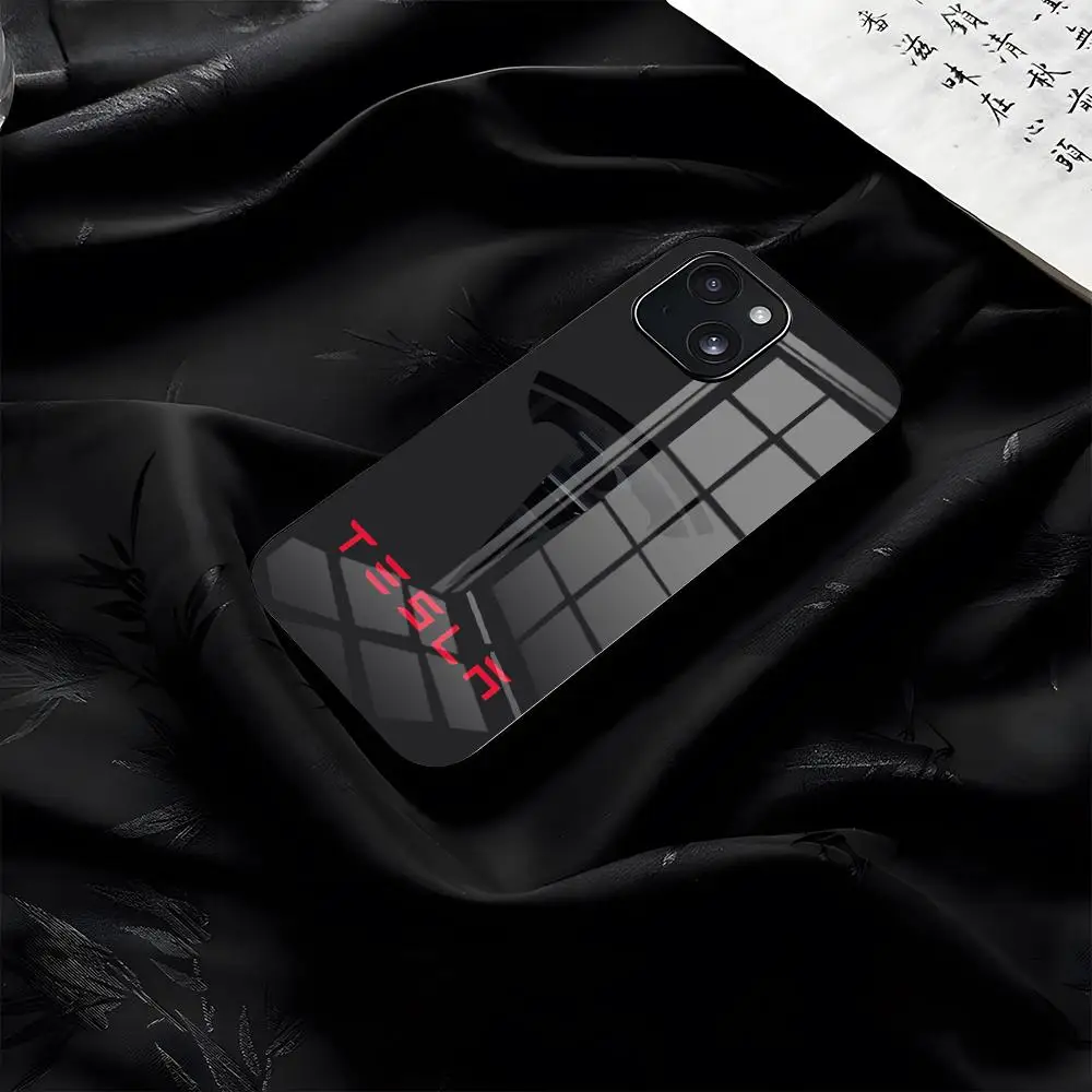 Niedliche Auto-Logo-Handyhülle für iPhone 17 16 16e 15 14 13 12 Mini 11 Air Pro XS Max XR X Plus Glas-Silikon-Rahmen Rückseite