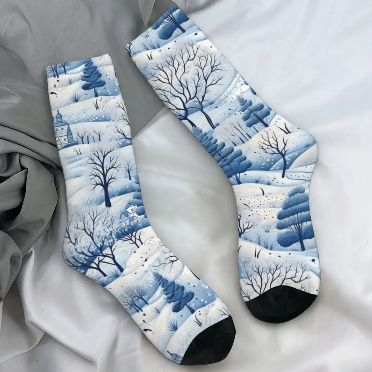 Christmas Town Stockings Unisex Winter Tree Snow Socks Soft Kawaii Socks Spring Outdoor Sports Anti Bacterial Graphic Socks Gift