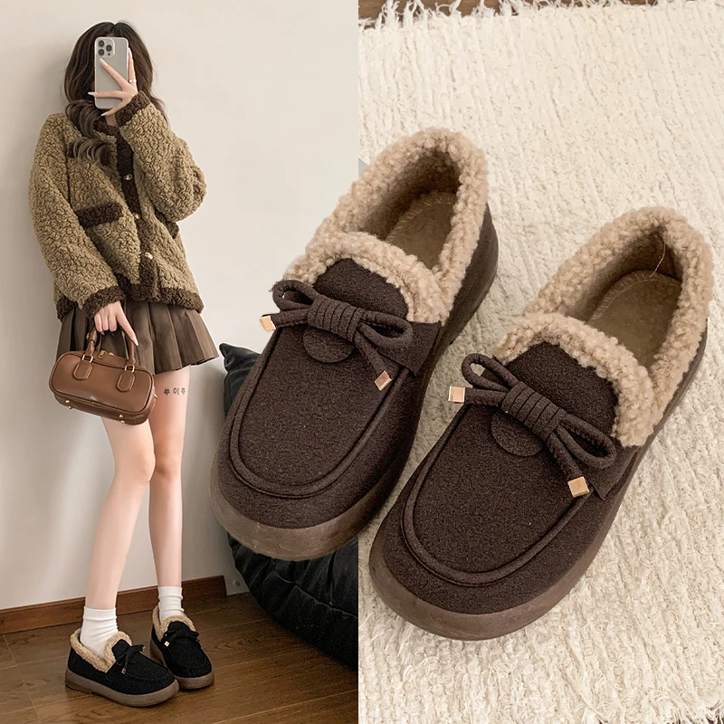 New Winter Women Soft sole round head short plush inner Warm ankle boots Fashion comfortable Outdoor casual sneakers suede Shoes