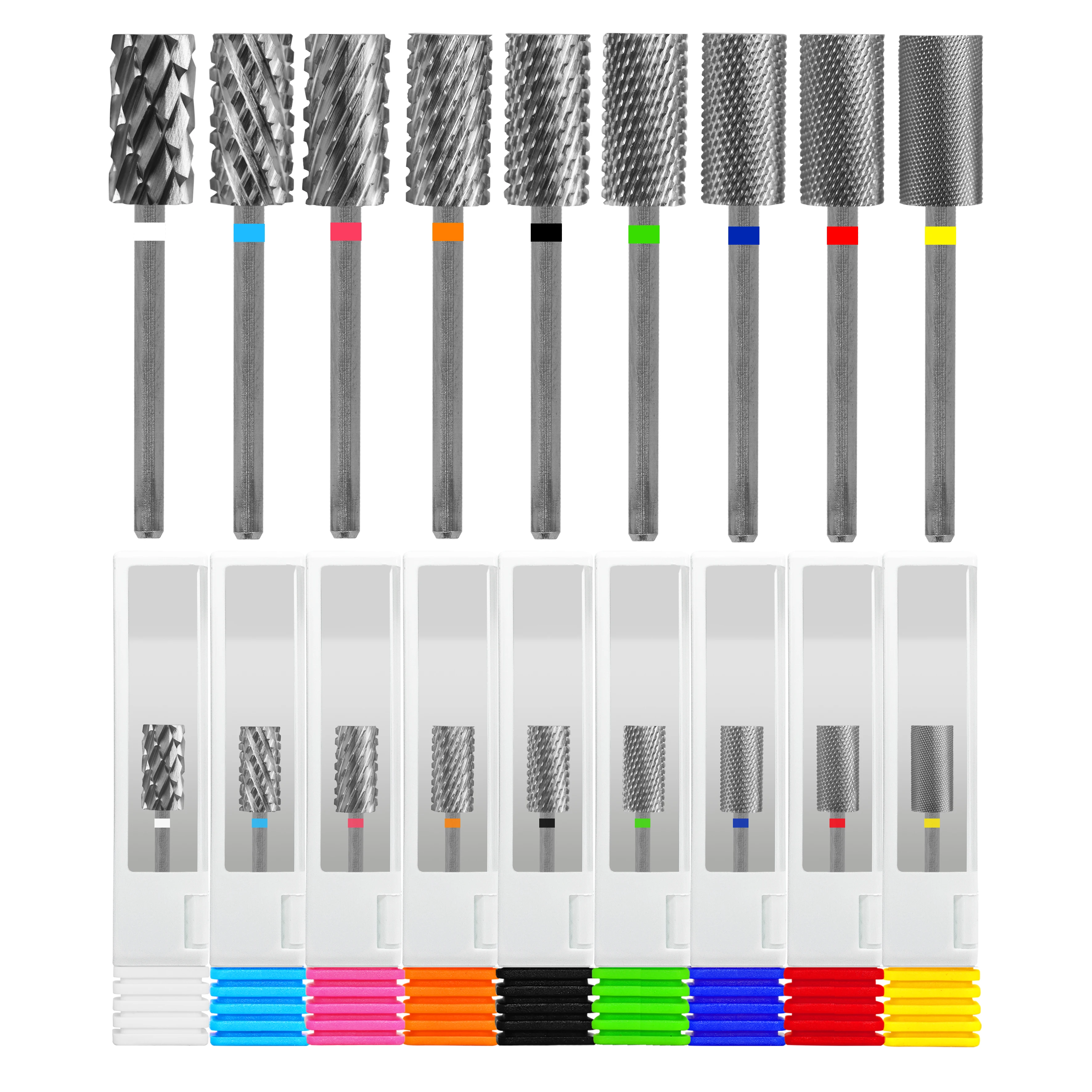 Gelak Punte superiori piatte a botte grande da 6,6 mm Punte da trapano per unghie Rimuovi strumento per manicure in polvere di carburo di gel Accessori per unghie Professionali