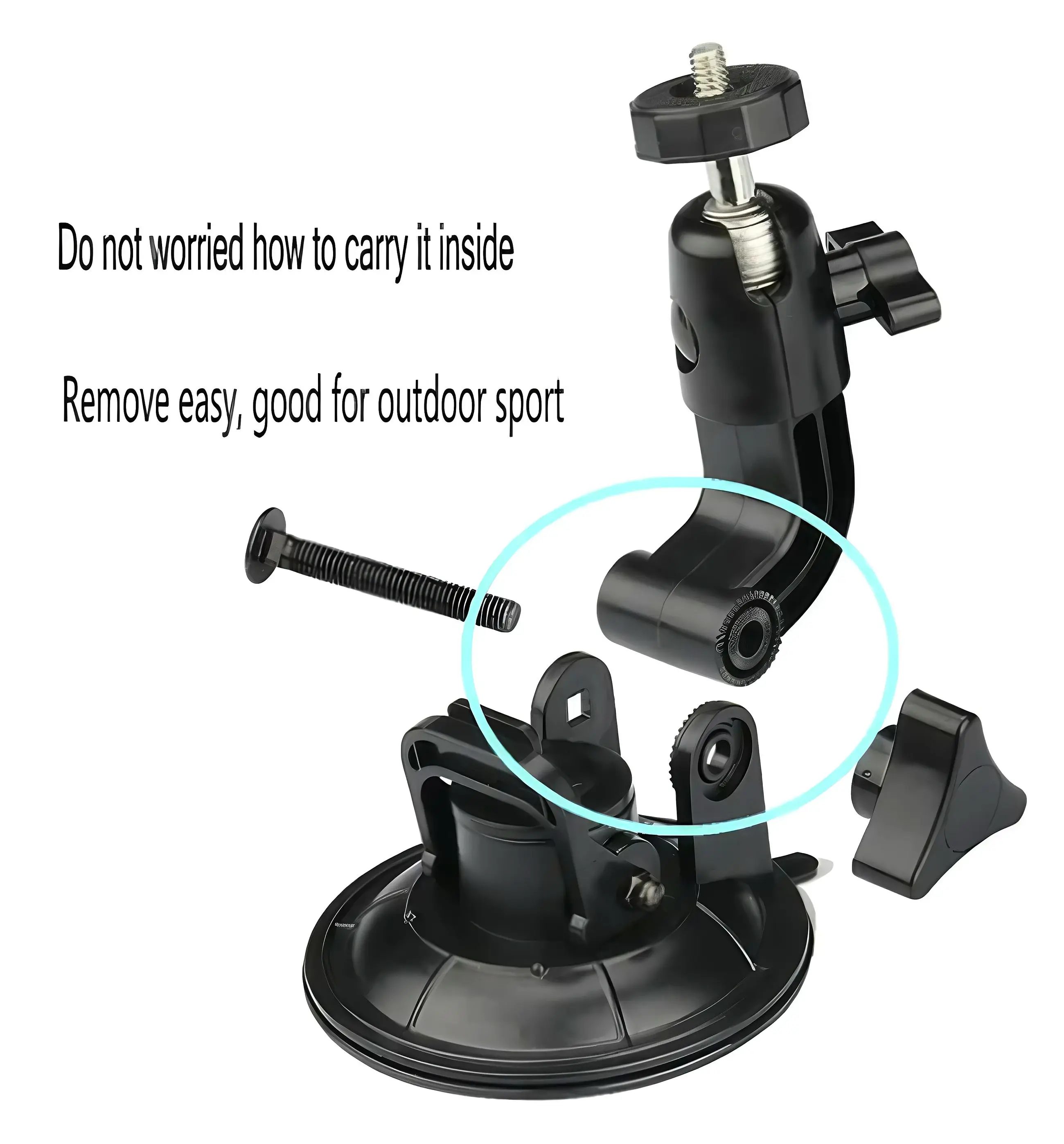 9CM Car Suction Cup Universal Phone Holder Adjustable 1/4 Adapter For GoPro 12 11 10 Insta360 Osmo Action 4 3 Smart phone Camera