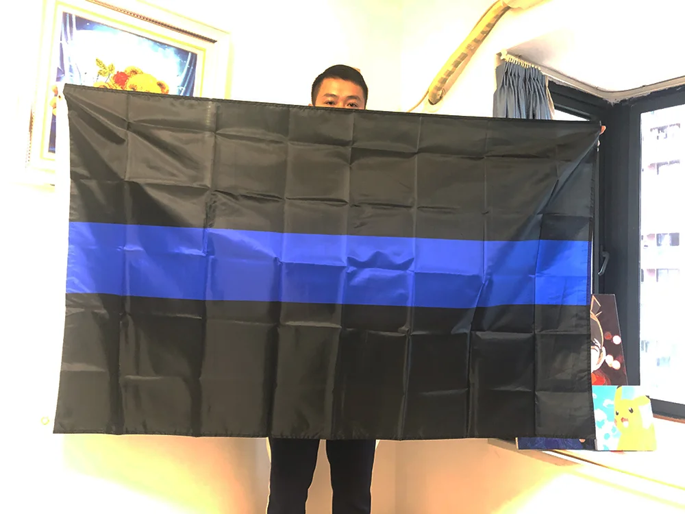 SKY FLAG Thin Blue Line Police Flag 3X5Fts 90X150cm high quality double side printed polyester hanging banner for decoration