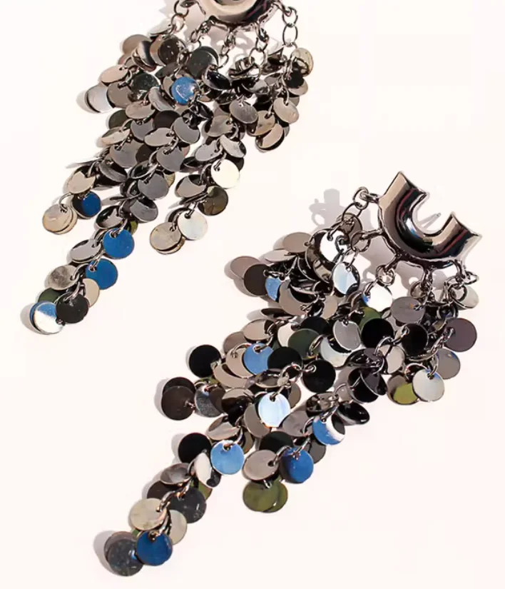 Europe and the United States foreign trade jewelry fashionable and exaggerated metal sequins tassel earrings luxury atmosphere l