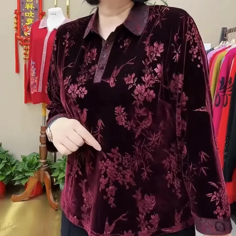 여성용 패셔너블 긴팔 루즈 레트로 티셔츠 가을 신상 베이스 탑 레트로 엘레강트 풀오버