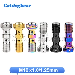 Catdogbear Titanium Bolt M10x1.0/ 1.25mm Banjo Bolt for Brembo Brake Lin&Double hole Clutch Bolt with Bleeder Valve