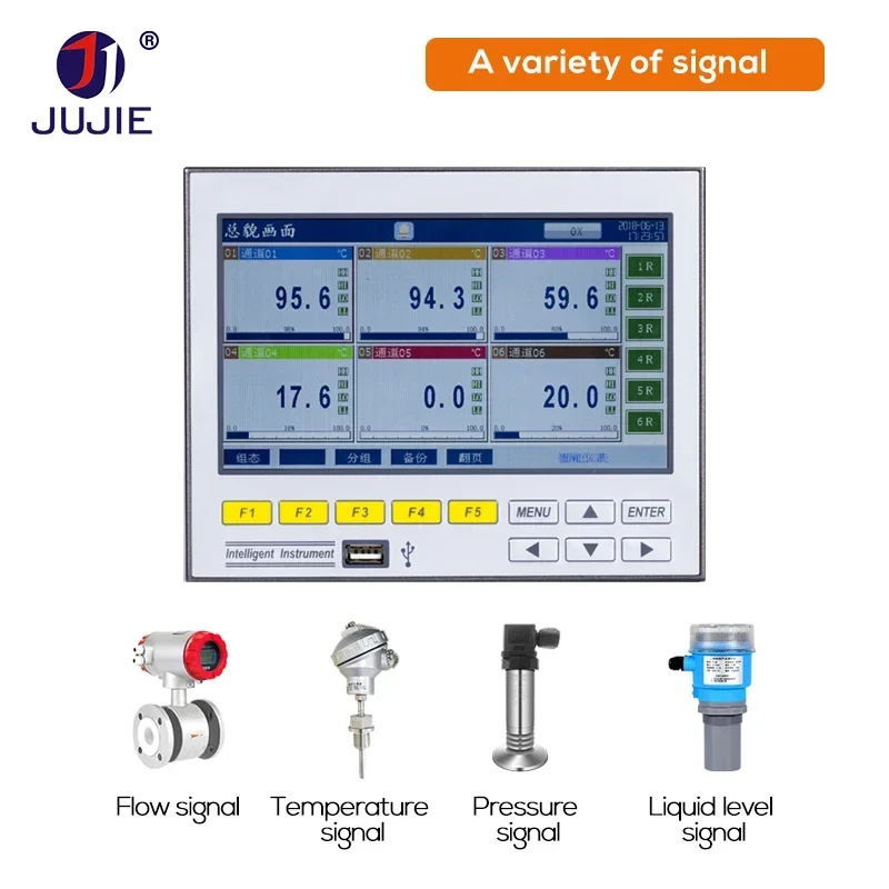 16 قناة مسجل بيانات درجة الحرارة بدون ورق لقياس ضغط الرطوبة