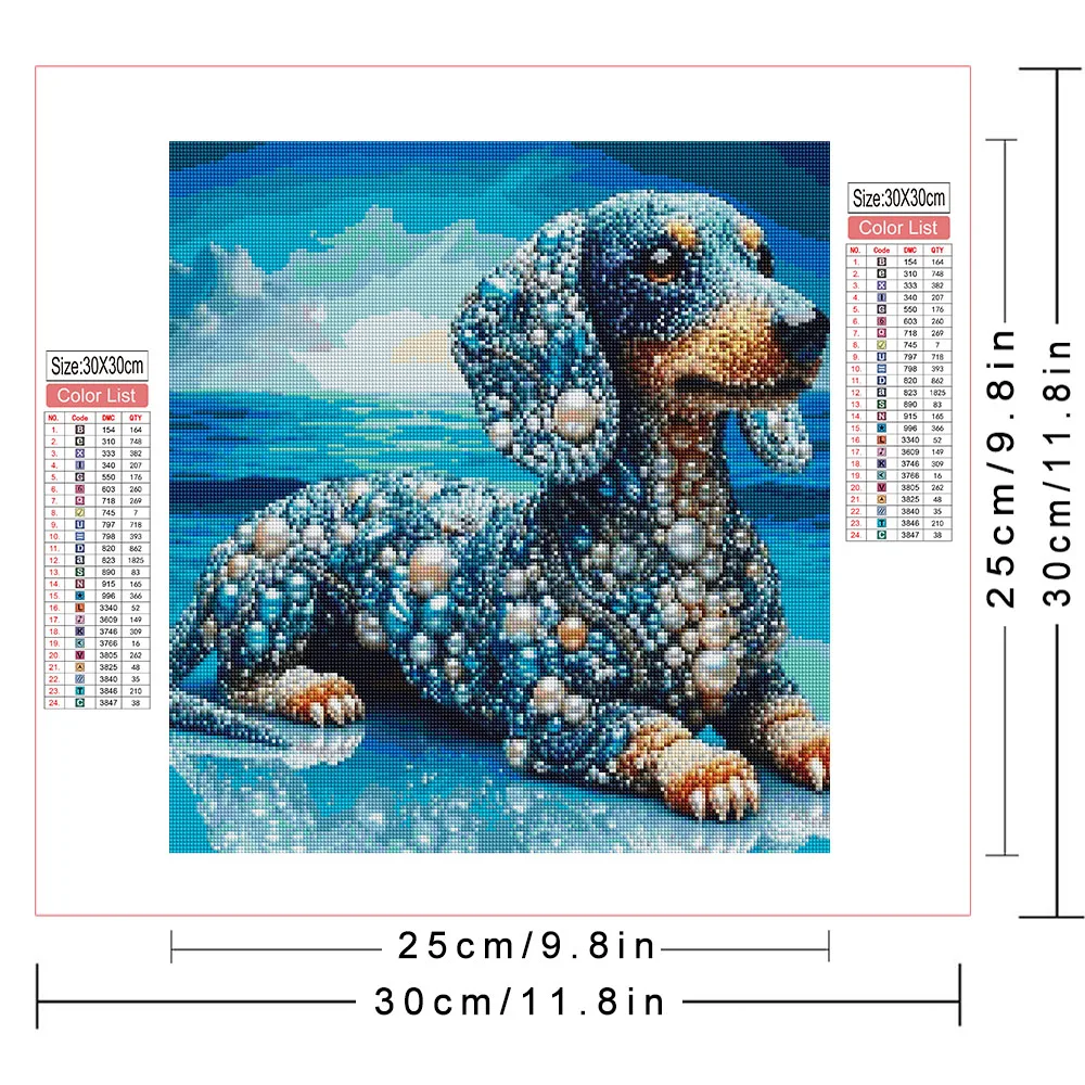 AZQSD Diamond Painting Dog Animal Sea Resin Square Round Drill Diamond Mosaic 5d Full Kits  Decoration For Home