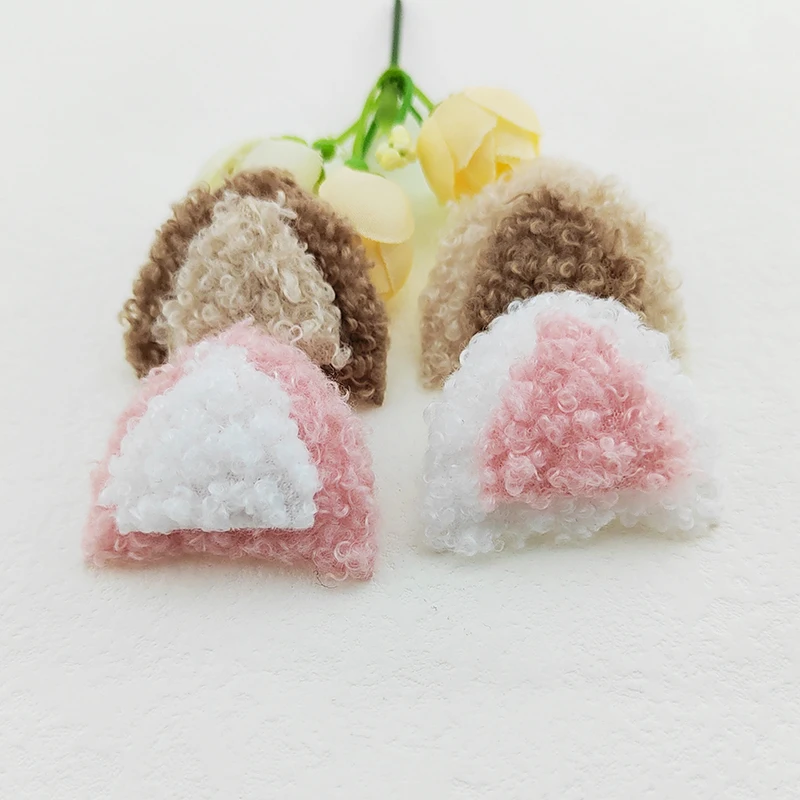 40Pcs 4CM Teddy Samt Katze Ohr Gepolsterte Appliques Für Baby Kleidung Hut Nähen DIY Headwear Haar Clip Bogen zubehör Patches – Detail 3