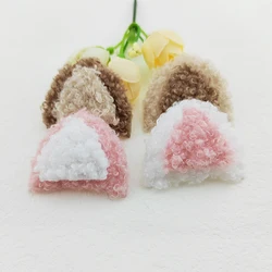 40Pcs 4CM Teddy Velvet Cat Ear Padded Appliques For Baby Clothes Hat Sewing DIY Headwear Hair Clip Bow Accessories Patches