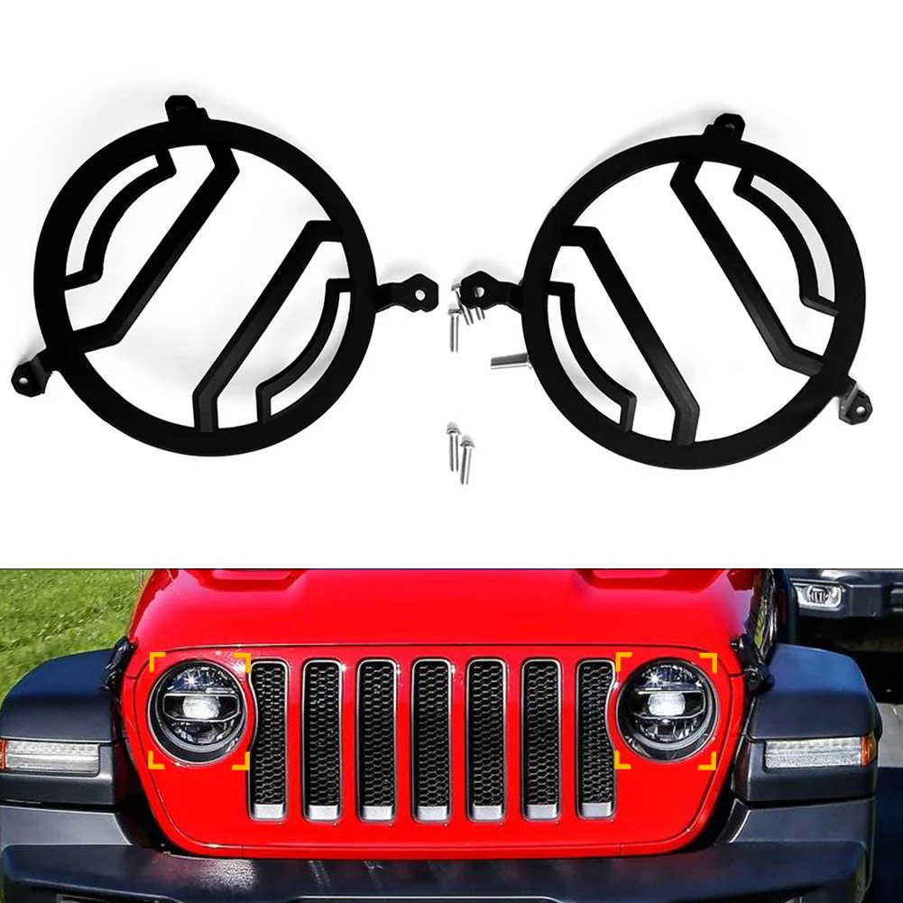 2Pcs Car Front Headlight Lamp Cover Trim For Jeep Wrangler JL JLU 2018+ For Jeep Gladiator JT 2020 2021 2022