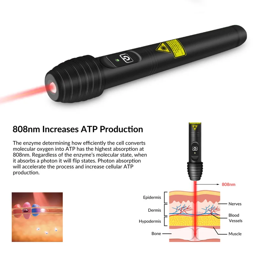 Pluma de acupuntura recargable de 100mW y 808nm, equipo de fisioterapia para terapia con láser frío para aliviar el dolor, articulación, espalda, hombros y cuello