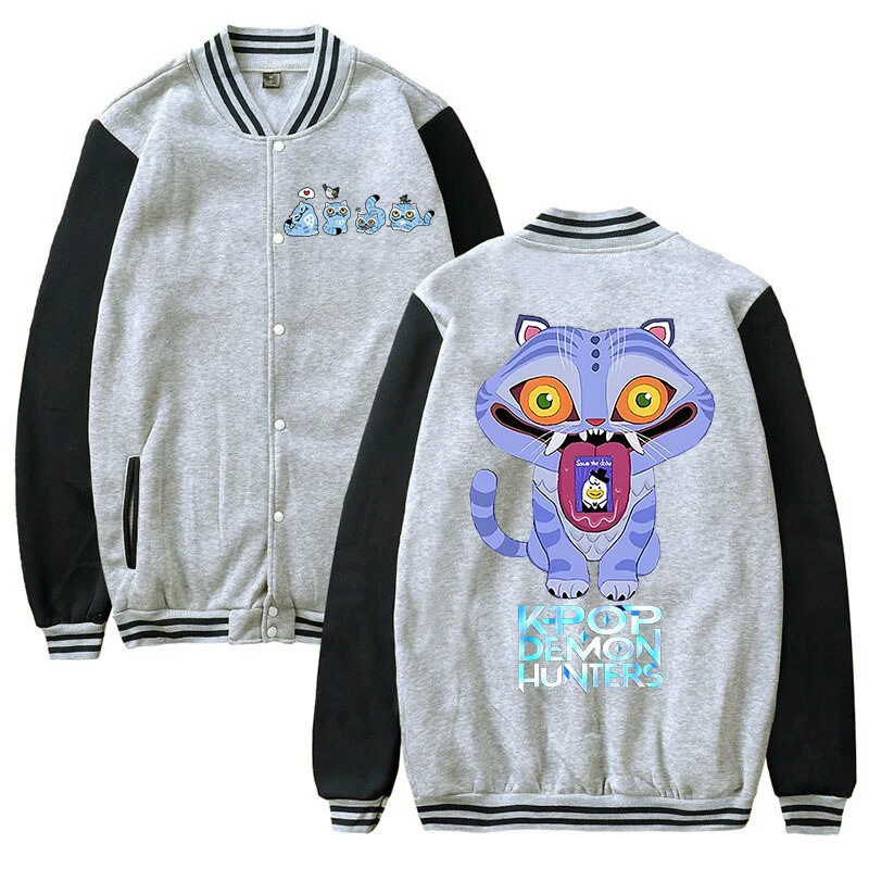 Chaqueta con estampado de película para mujer, chaqueta de béisbol de estilo callejero clásico con dibujos de tigre Derpy, abrigos informales de moda