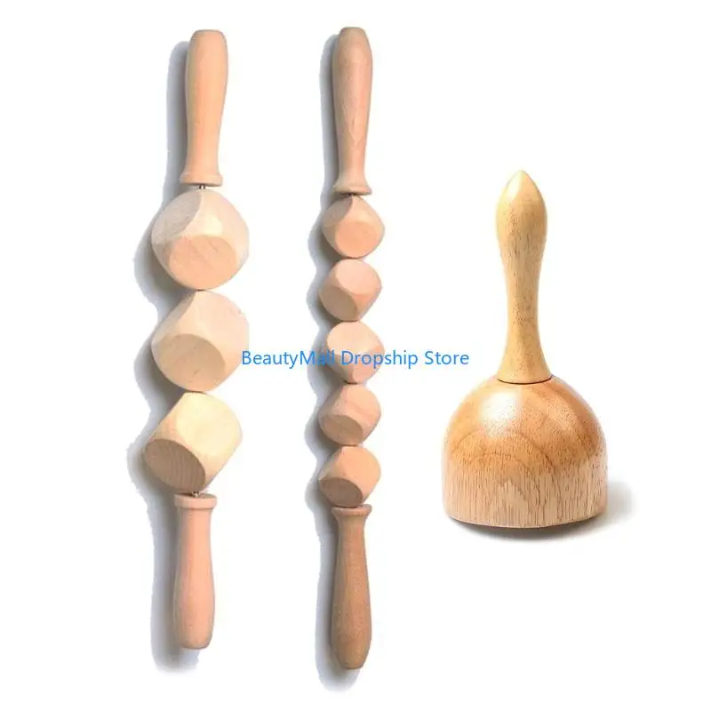 

40JD Professional Wooden Massage Tools Anti Cellulite Cubed Body Roller Manual Muscle Pain Relief Therapy Relaxation