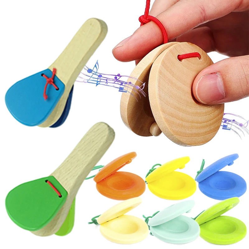 1/3 Uds. Instrumentos Orff castañuelas musicales de madera accesorios de entretenimiento para fiestas y festivales instrumento de percusión cultivo de ritmo TMZ