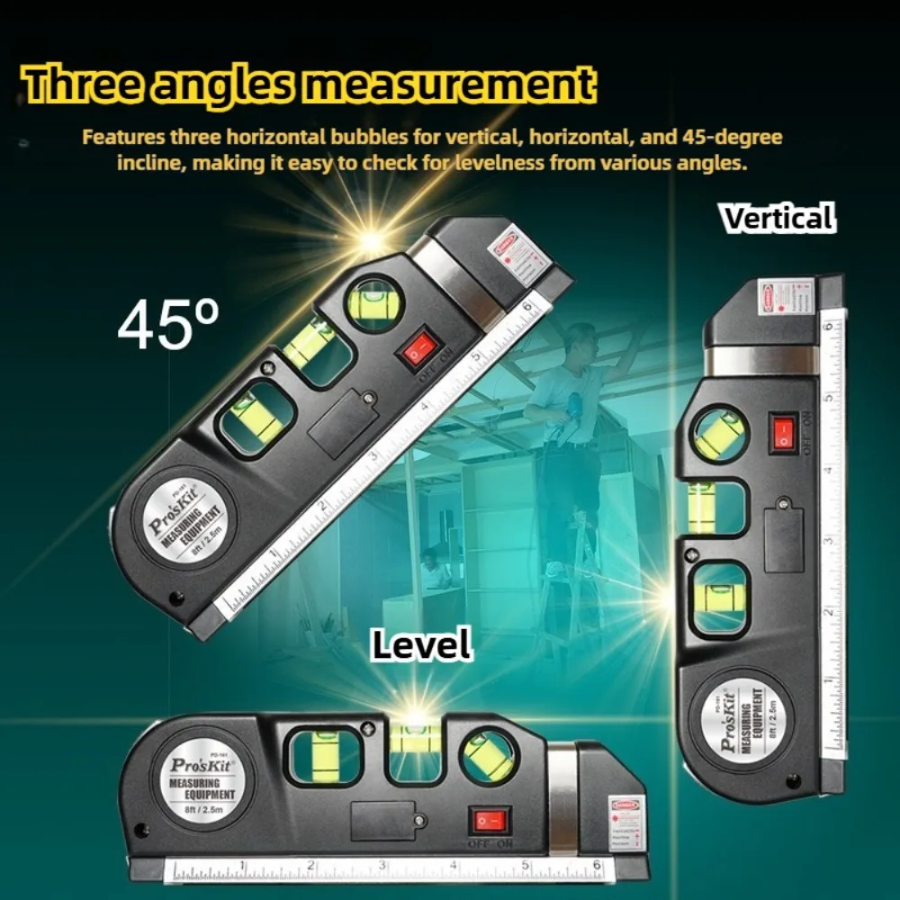 Cámara térmica láser de nivelación de nivel láser, alineador de medida Vertical de horizonte de 8 pies, reglas métricas estándar, herramienta multiusos