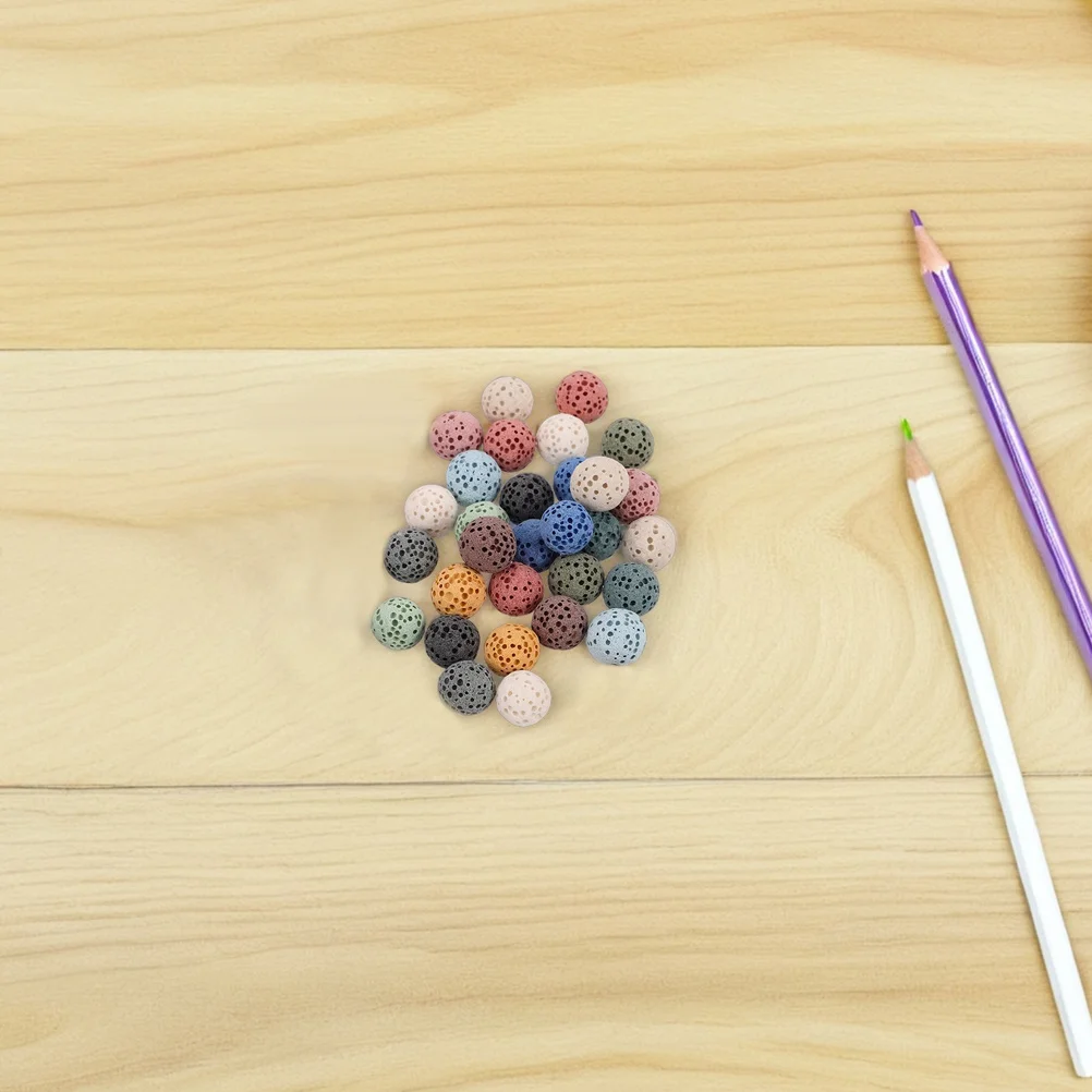 

33pcs Volcanic Stone Essential Oil Diffuser Beads 10Mm Round No-Hole Lava Stones For Car Office Home Aromatherapy Stone Beads