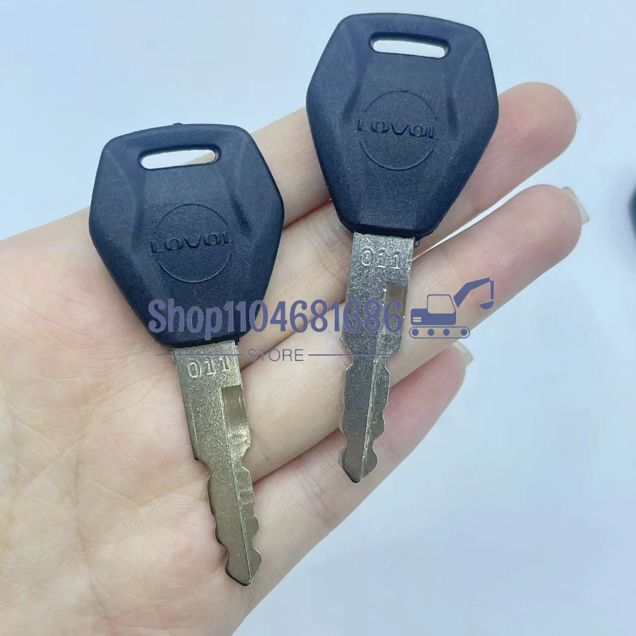 2PCS Serial Number 011 Key New Style for Lovol Excavator FR60 75 80 150 220 260 330 360 Ignition Switch Door Opening Key