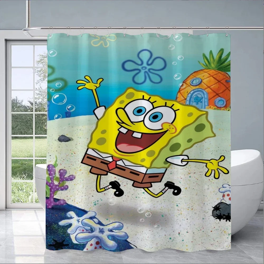 Spongebobs Shower Curtains for Bathroom Curtain Folding Partition Accessories Bath Bedrooms Houses Rooms Quarto Waterproof the