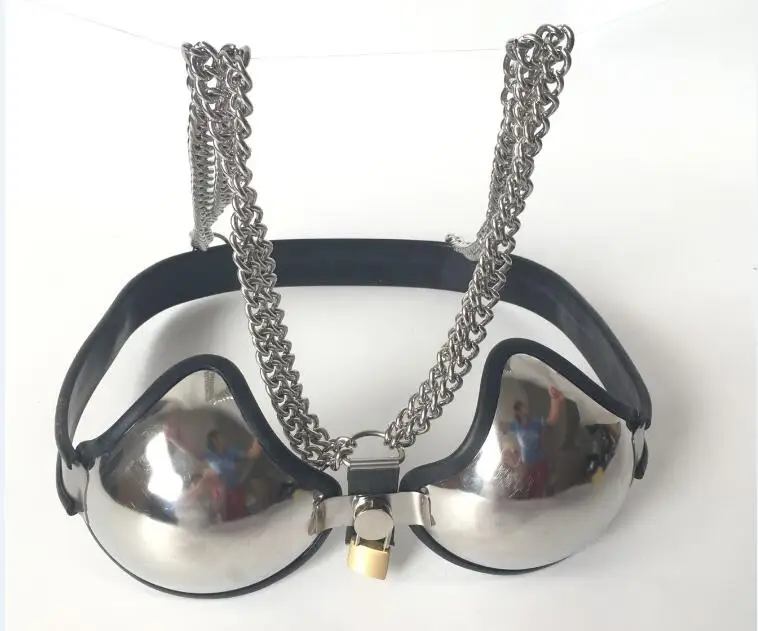 أنثى قابل للتعديل سوار فولاذي غير قابل للصدأ البرازيلي حمالة شكل الثدي مع قفل عبودية حزام العفة جهاز Ddsm لعبة الجنس 3 اللون #3