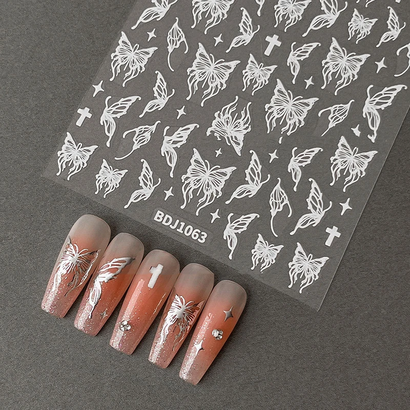 1 foglio mini farfalla adesivi per nail art decalcomanie cursori adesivi design farfalla cartone animato 3d per le donne decorazioni per nail art