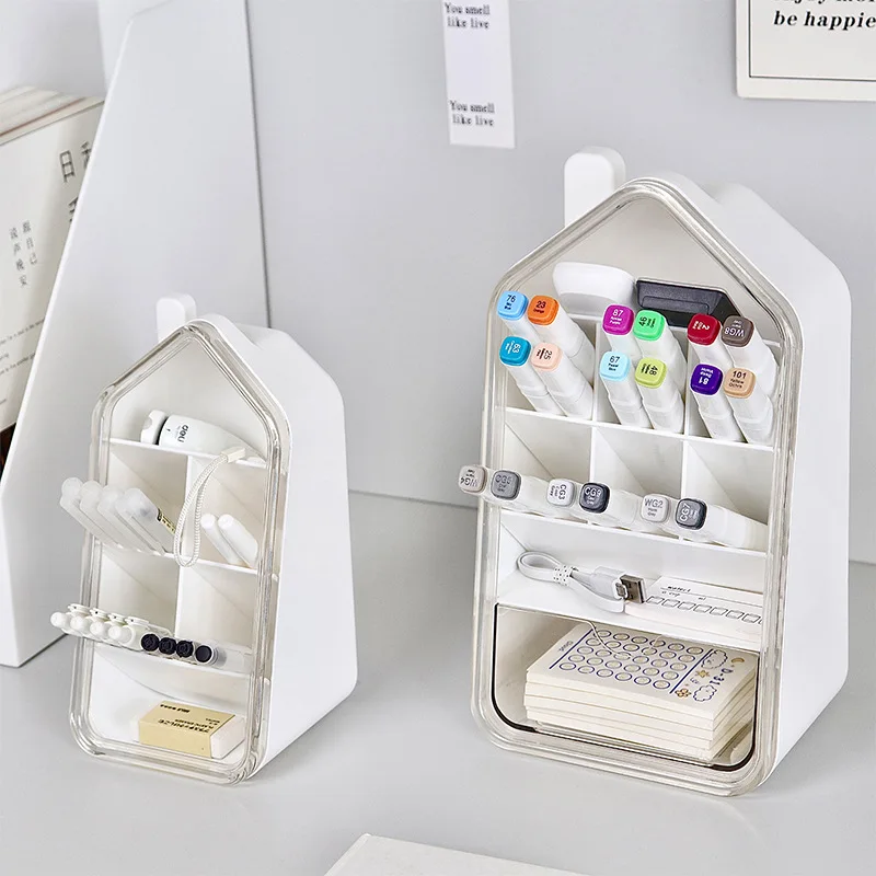 Japanese Pen Holder High Appearance Horizontal Desktop Stationery Storage Box Office Supplies Slanted Compartments Storage Rack