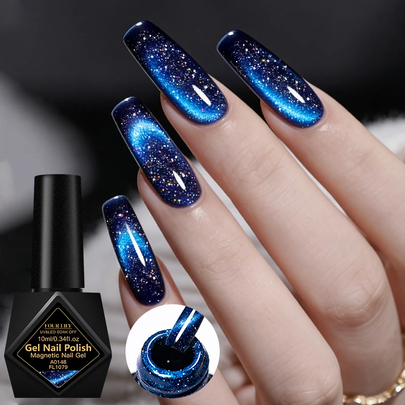 10 ml blauer, reflektierender Glitzer-Katzen-Magnetgel-Nagellack mit Glasperlen-Effekt, semi-permanenter Soak-Off-UV-Gel-Lack, Nagelzubehör – Detail 3