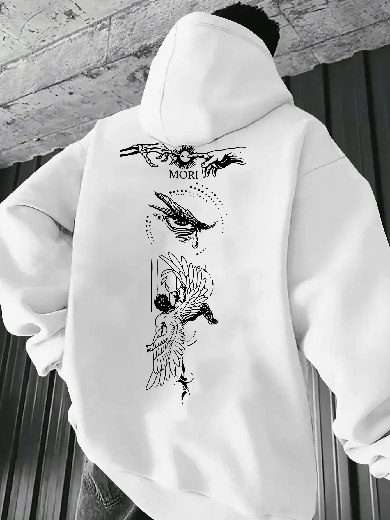 Unisex hoodie featuring a dark, edgy autumn/winter aesthetic and unique, mysterious graphic prints. - view 2