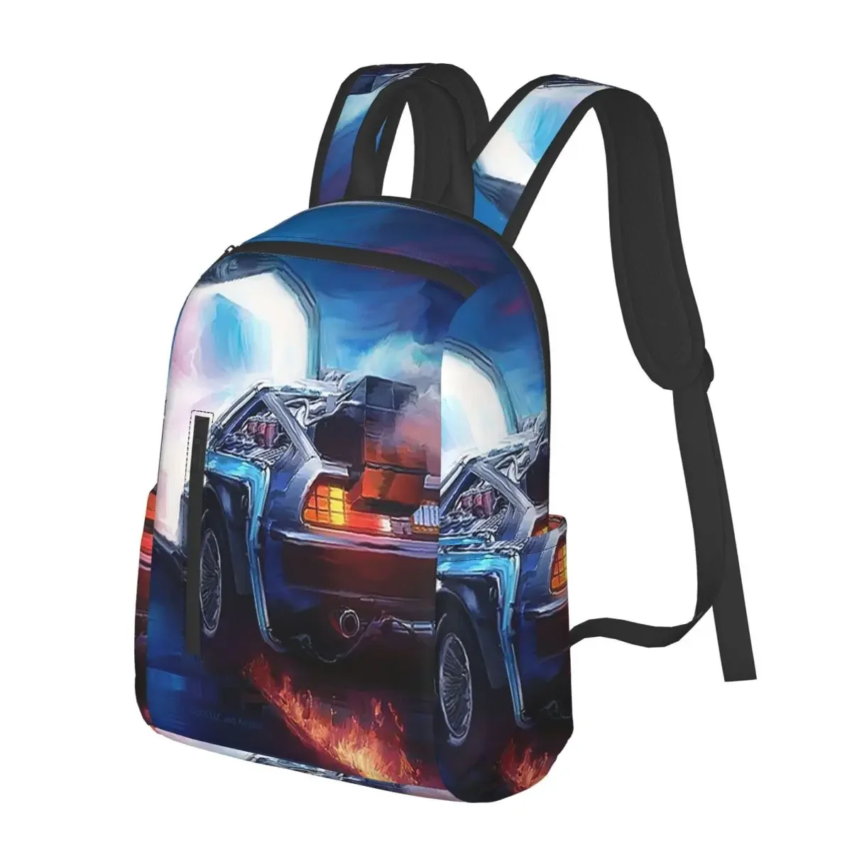 Back To The Future Delorean Time Machine Student Backpack School Bag Hiking Travel Daypack for Boys Girls Bookbag Shoulder Bags