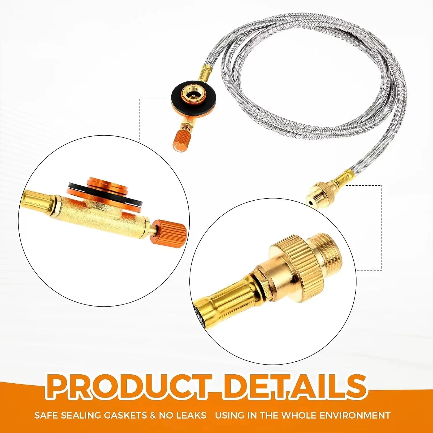 1m Camping Gas Stove Extension Hose & OD Can Gas Adapter Multi Universal Male Connector Fuel Canister Valve Tube Hiking Convert
