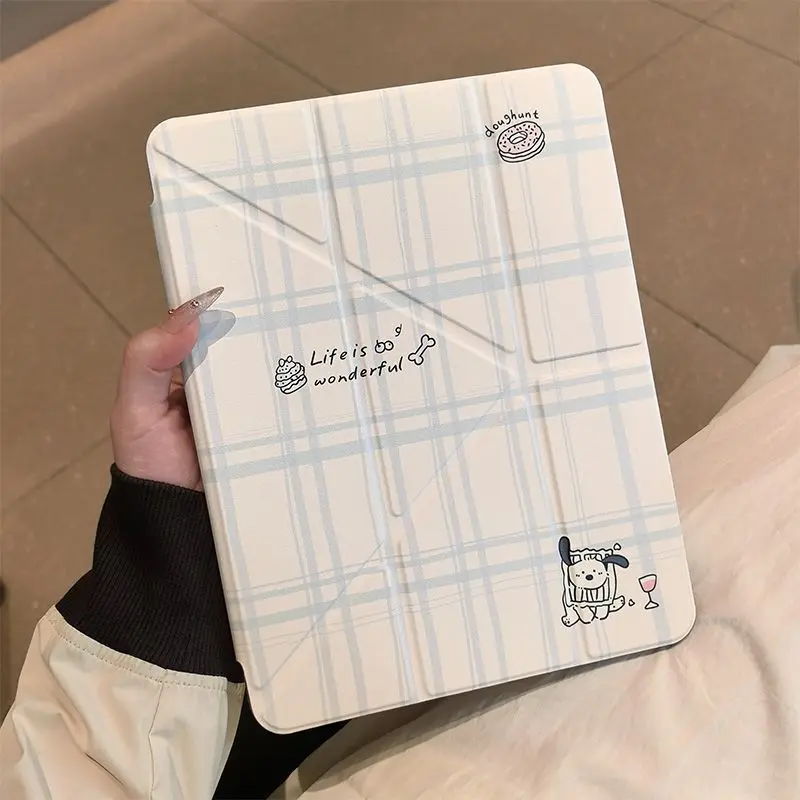Korean Ins Bone Dog iPad Case For iPad Pro 11 13in 2025 iPad Pro 12.9in Air7 10th 11th M4/5 MINI 3+y Fold Anti-fall Cover y2k