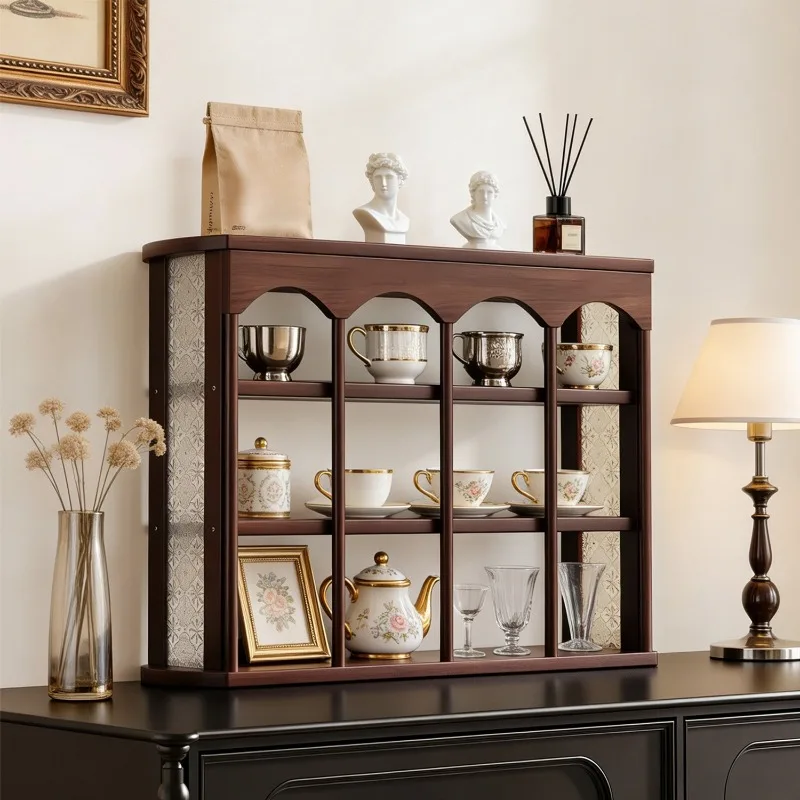 Cup rack, desktop retro shelf, French coffee cup holder, water cup display rack, mug placement, storage rack.