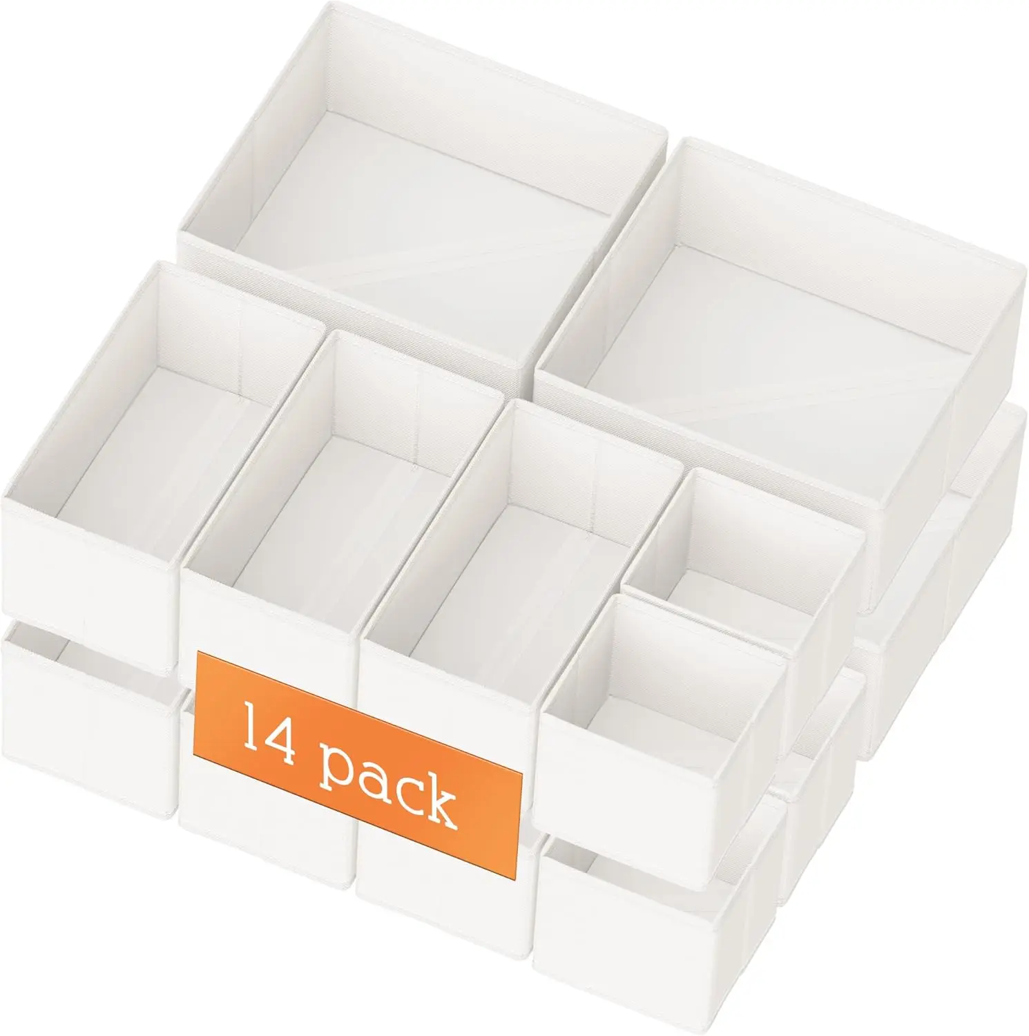 

Набор из 14 складных органайзеров для ящиков для хранения одежды, нижнего белья, носков – разделители для хранения для детской, спальни, общежития (белый)