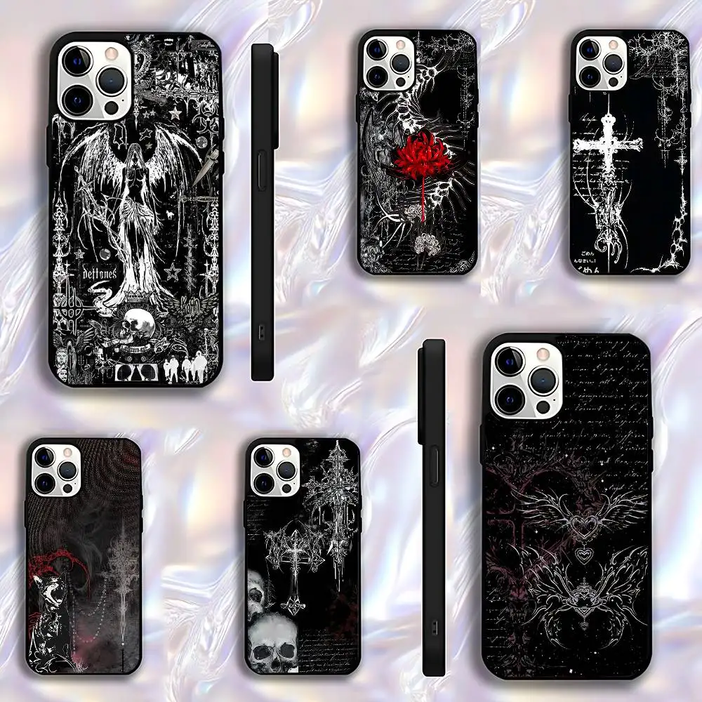 

Gothic Coquette Cyber Sigilism Cross Phone Case For iPhone 17,16,15,14,13,12,11,Pro,Max,Plus,E,Air,Mini Protective Black Cover